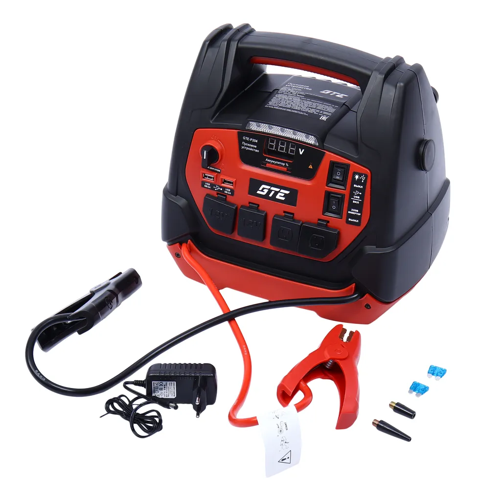 Устройство пусковое 12-15V 1250А 18000мА/ч (power bank) инвертор с компрессором GTE купить