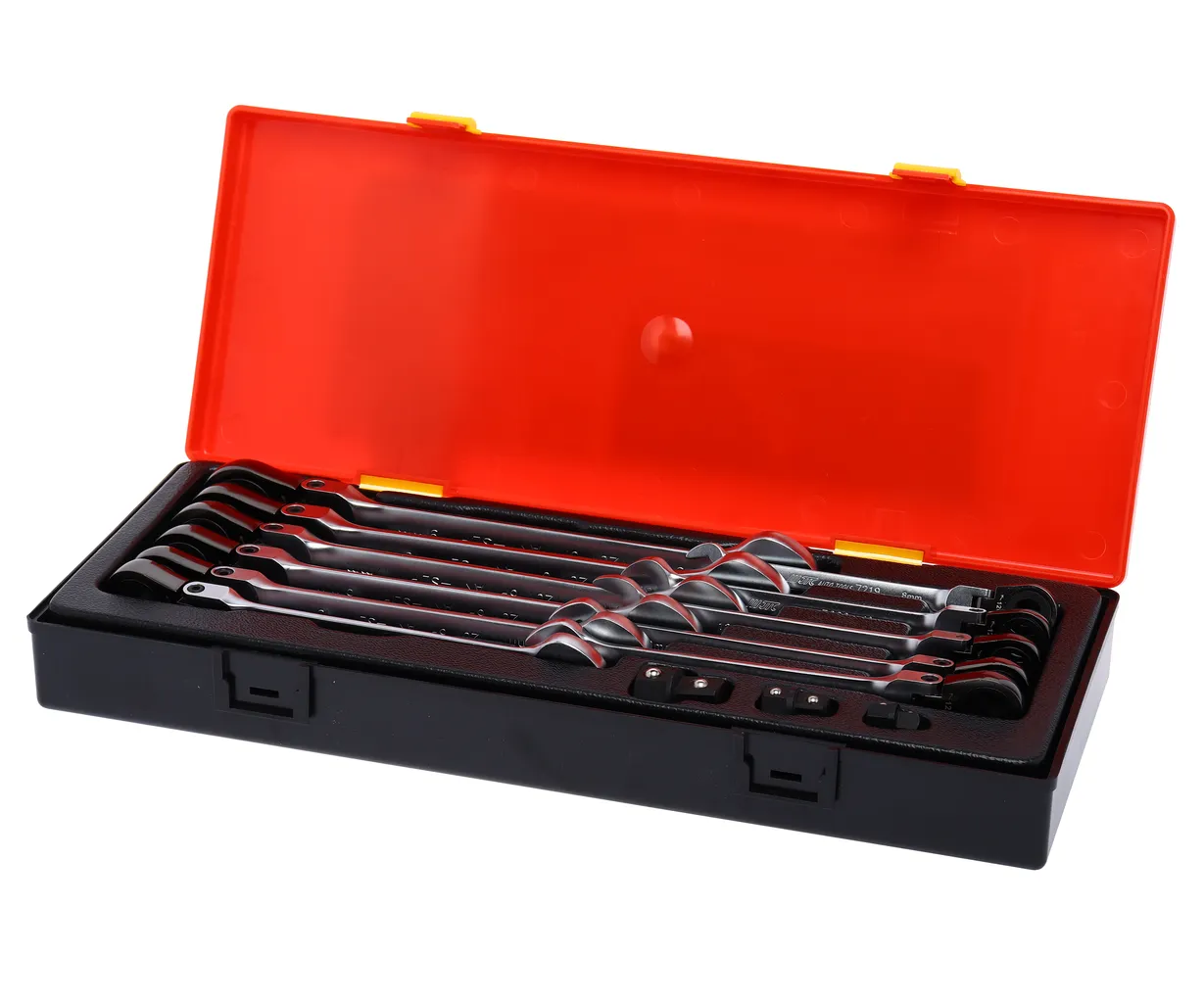 Набор ключей комбинированных 8-19мм трещоточных с подвижной головкой 14 предметов в кейсе JTC купить