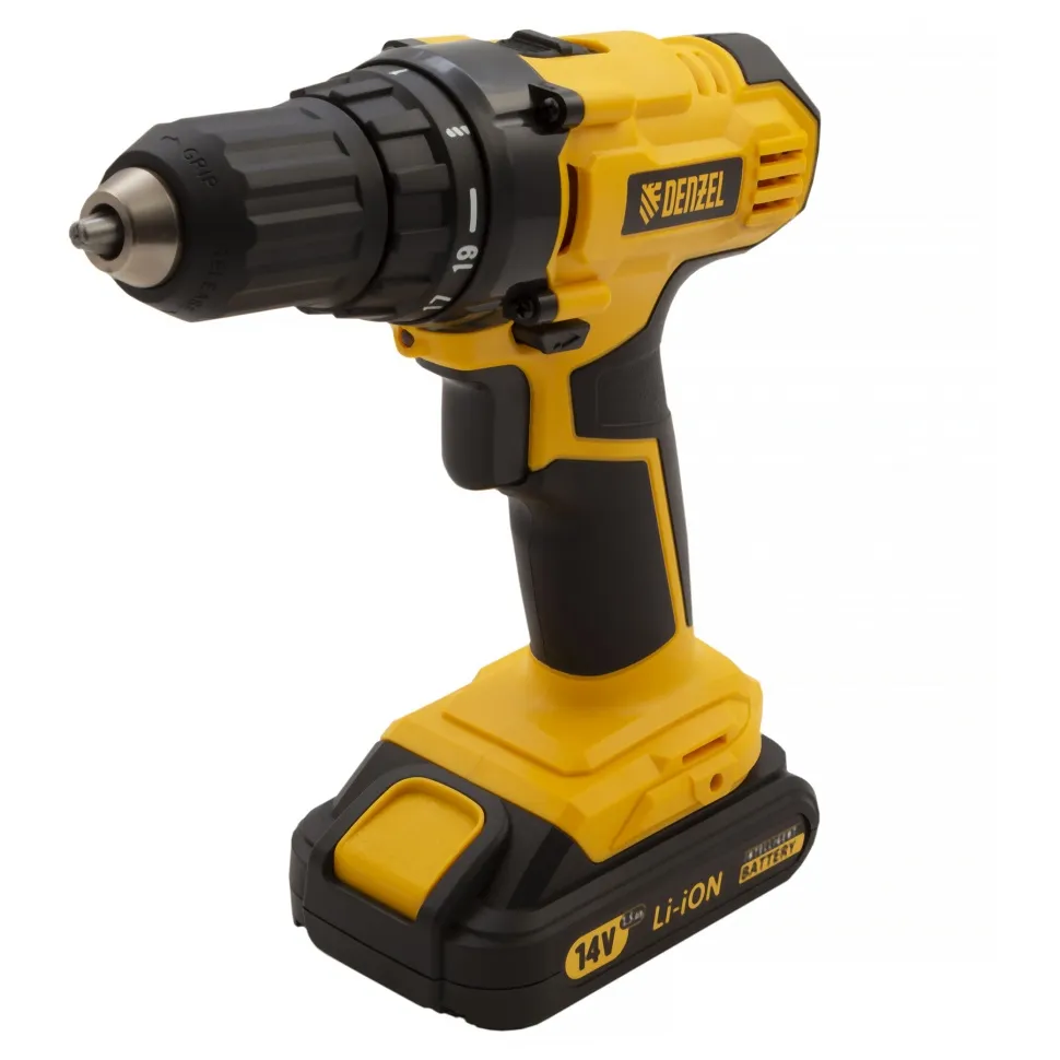 Дрель-шуруповерт аккумуляторная CDL-IB-14-02, Li-Ion, 14 В, 1.5 А*ч, 2 аккумулятора Denzel купить
