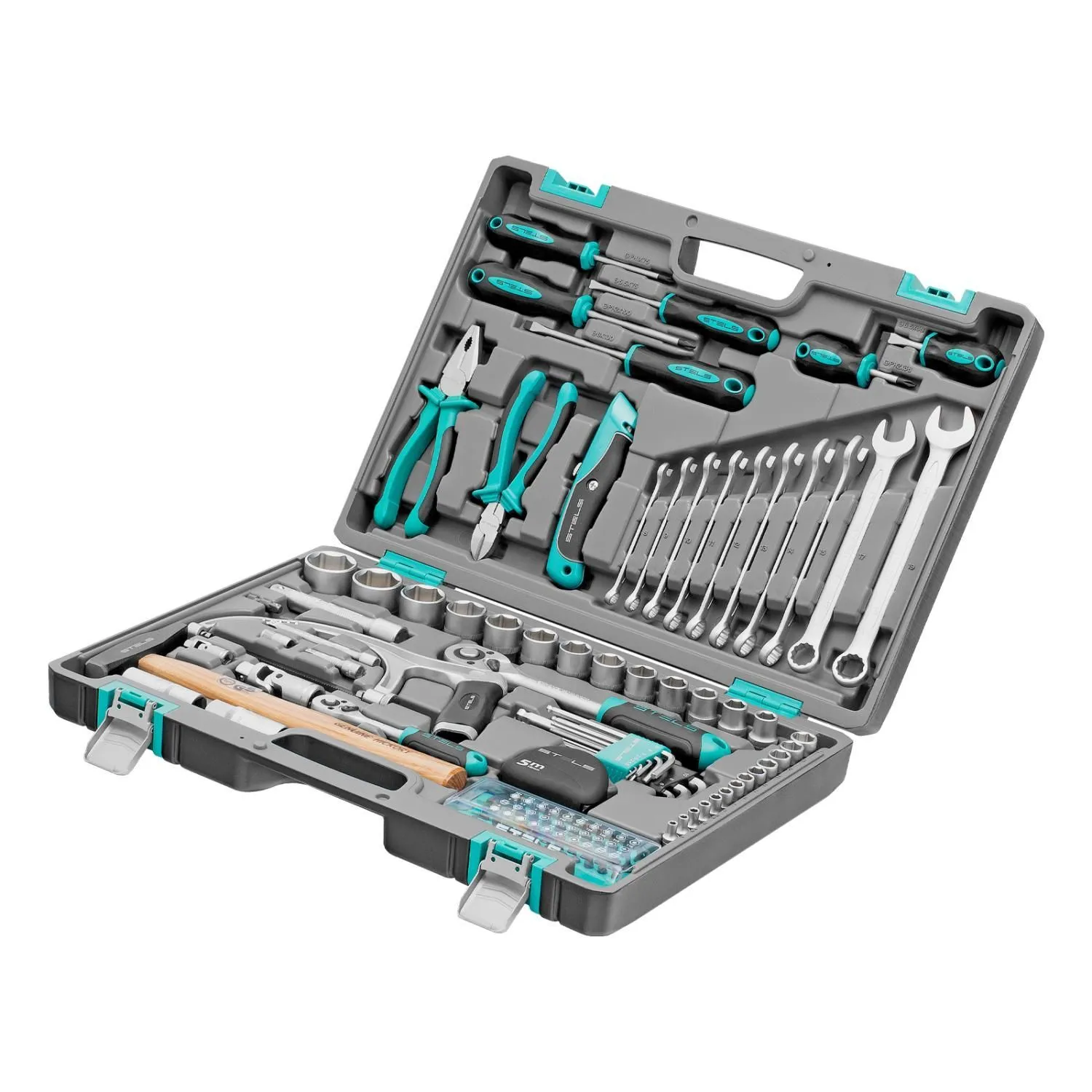 Набор инструментов, 1/2", 1/4", CrV, пластиковый кейс 98 предметов Stels купить