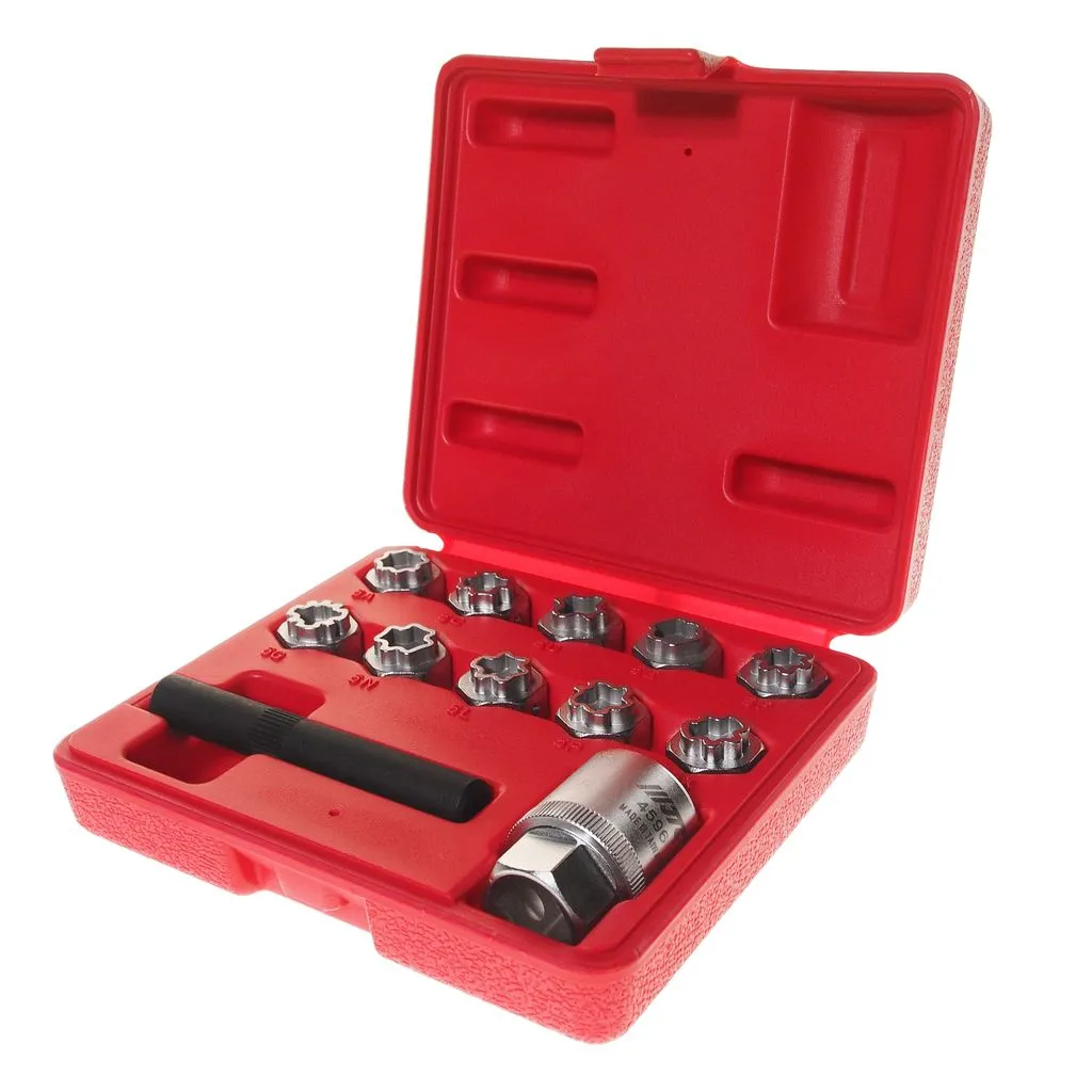 Набор головок для секретных болтов и гаек (10 головок, экстрактор, фикс.гайка) (MERCEDES) JTC купить