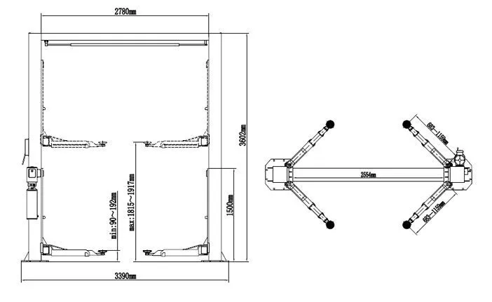 Электрогидравлический подъемник PEAK 208C Подъемник 2-х стоечный 4 т.